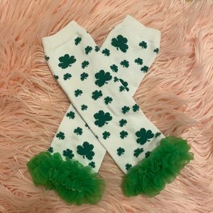 Shamrock clover green St. Patrick’s day ruffle leg warmers